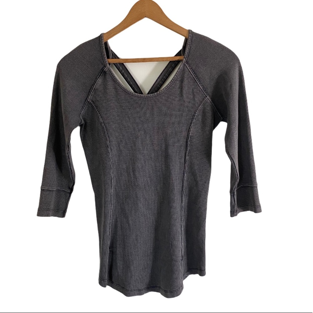 Free People Medium Gray ribbed strappy back top